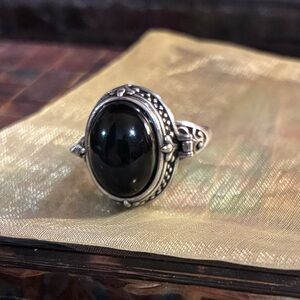 Vintage Black Onyx Oval Poison Statement Ring